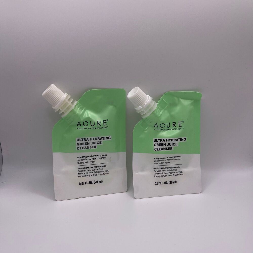 Acure Ultra Hydrating Green Juice Face Cleanser Travel Pouch 2 PCS. Set